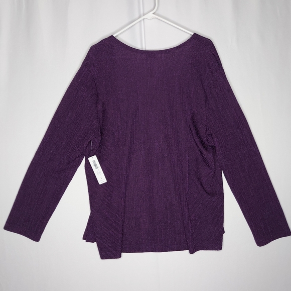 Chico's Easywear Cardigan 3 XL Purple Metallic Rib Texture Open Princess Jacket - Picture 2 of 8